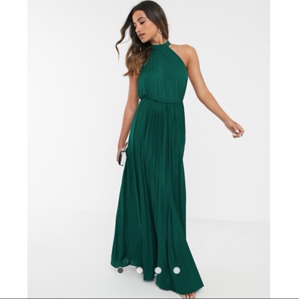 [ASOS] NWT Size 4, halter pleated waist maxi dress